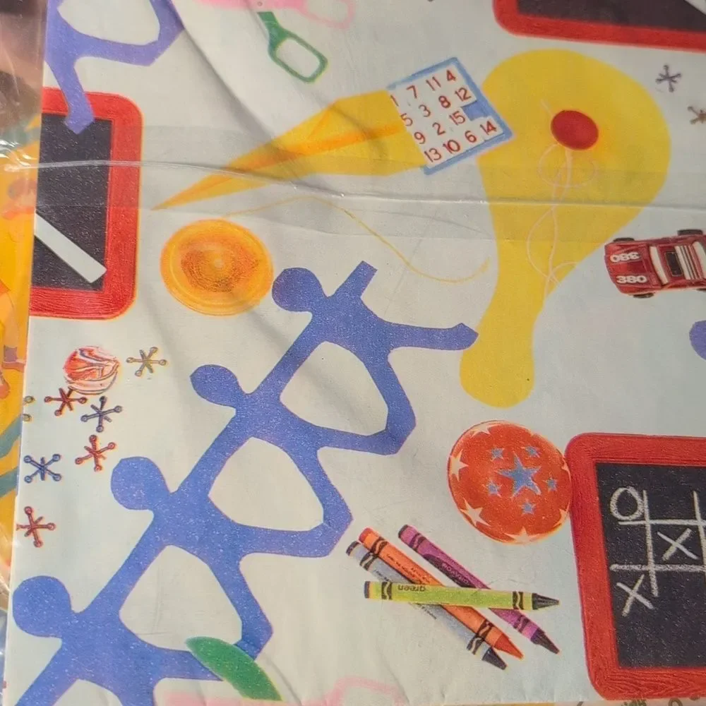 Vintage American Greetings School Theme Happy Birthday Kids‎ Wrapping Paper NIP